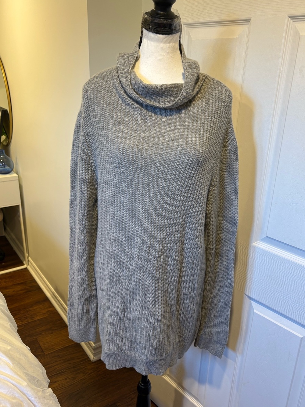 Patrick Assaraf Wool Cashmere Turtleneck Sweater Gray Size M